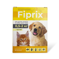 Краплі інсектоакарицидні Modes Fiprix для кошенят та щенят, 0.5-2 кг, 0.5 мл, 4 шт Краплі інсектоакарицидні Modes Fiprix для кошенят та щенят, 0.5-2 кг, 0.5 мл, 4 шт