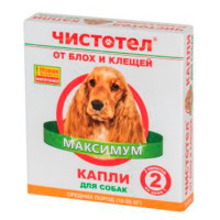 Краплі Чистотіл Максимум проти бліх та кліщів, для собак середніх порід від 10 до 20 кг, 2 піпетки по 1,5 мл