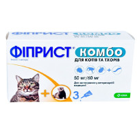 Капли KRKA Фиприст комбо от блох и клещей для кошек, 0.5 мл×3 пипетки Капли KRKA Фиприст комбо от блох и клещей для кошек, 0.5 мл×3 пипетки