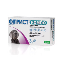 Краплі KRKA Фіпріст комбо від бліх і кліщів для собак вагою 40-60 кг, 4.02 мл×3 піпетки Краплі KRKA Фіпріст комбо від бліх і кліщів для собак вагою 40-60 кг, 4.02 мл×3 піпетки