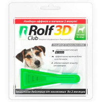 Капли Rolf Club 3D против блох и клещей и комаров, для собак от 4 до 10 кг, 1 пипетка×1.0 мл