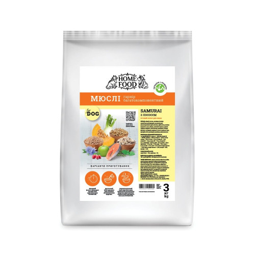 Мюслі Home Food Samurai для собак, з лососем, 3 кг