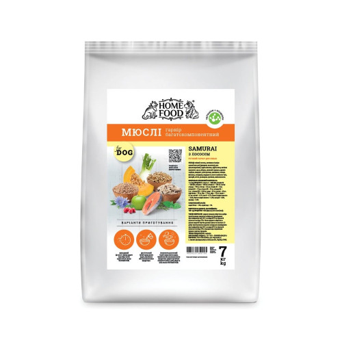 Мюсли Home Food Samurai для собак, с лососем, 7 кг