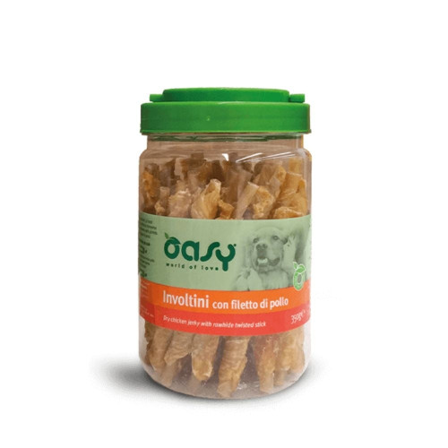 Лакомство Oasy Dog Dry Jerky Rawhide Twisted Stick для собак всех возрастов и пород, курица, 350 г
