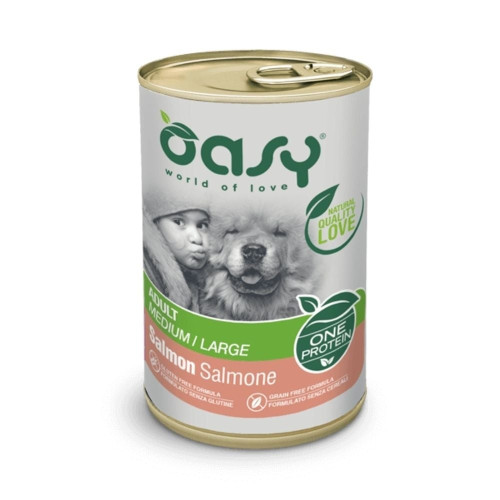Влажный корм Oasy Dog Wet OAP Adult Medium/Large для взрослых собак средних и крупных пород, лосось, 400 г