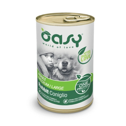 Влажный корм Oasy Dog Wet Adult Medium/Large для взрослых собак средних и крупных пород, кролик, 400 г