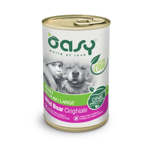 Влажный корм Oasy Dog Wet OAP Adult Medium/Large для взрослых собак средних и крупных пород, дикий кабан, 400 г