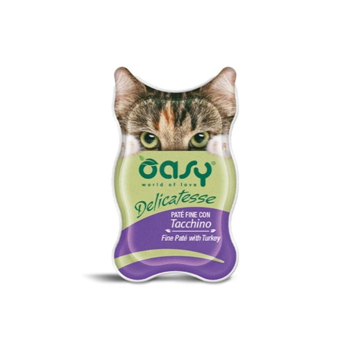 Влажный корм Oasy Cat Wet Delicatesse для взрослых кошек, пашет с индейкой, 85 г