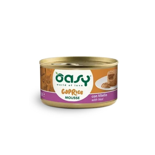 Влажный корм Oasy Cat Wet Caprice для взрослых кошек, мусс с телятиной, 85 г