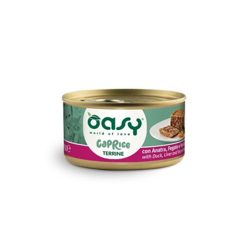 Влажный корм Oasy Cat Wet Caprice для взрослых кошек, террин с уткой и овощами, 85 г