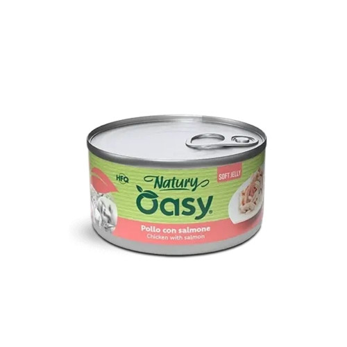 Вологий корм Oasy Cat Wet Natury для дорослих котів, курка з лососем, 85 г