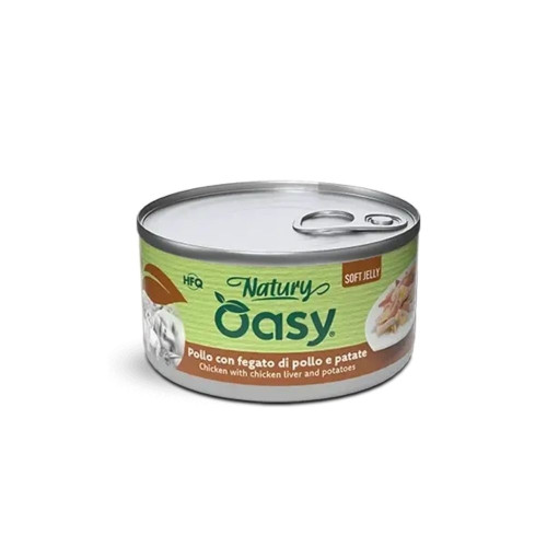 Вологий корм Oasy Cat Wet Natury для дорослих котів, курка з печінкою та картоплею, 85 г