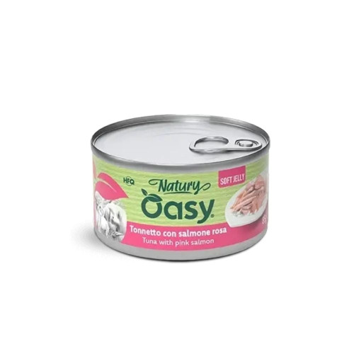 Вологий корм Oasy Cat Wet Natury для дорослих котів, тунець з лососем, 85 г