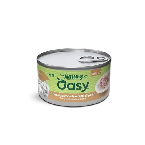 Влажный корм Oasy Cat Wet Natury для взрослых кошек, тунец с куриными хлопьями, 85 г