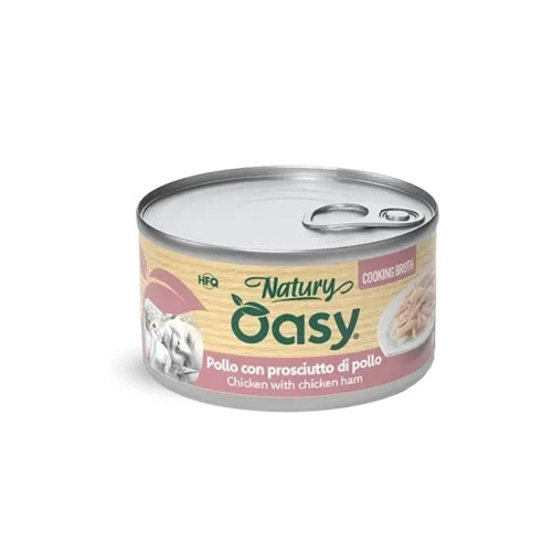 Вологий корм Oasy Cat Wet Natury для дорослих котів, курка з шинкою, 85 г