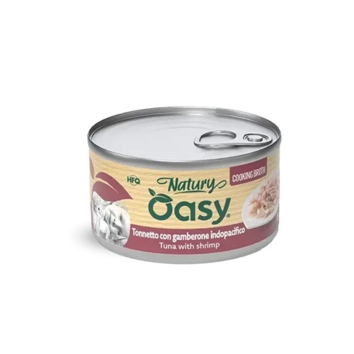 Вологий корм Oasy Cat Wet Natury для дорослих котів, тунець з креветками, 85 г