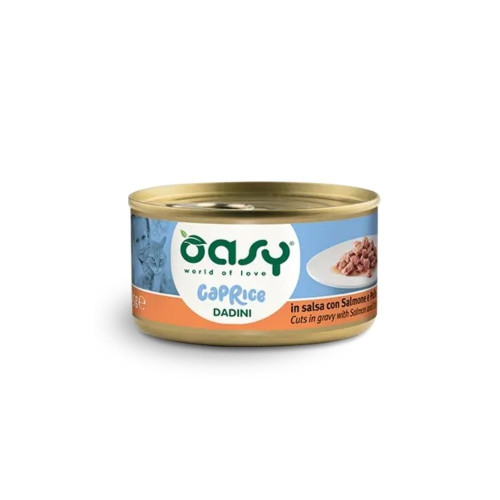 Влажный корм Oasy Cat Wet Caprice для взрослых кошек, курица и лосось, кусочки в соусе, 85 г
