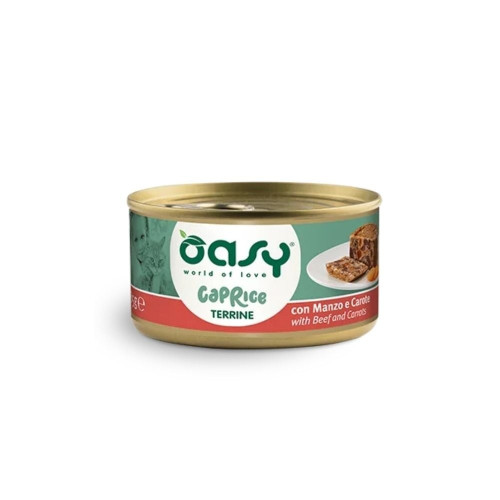 Влажный корм Oasy Cat Wet Caprice для взрослых кошек, террин с говядиной и морковью, 85 г