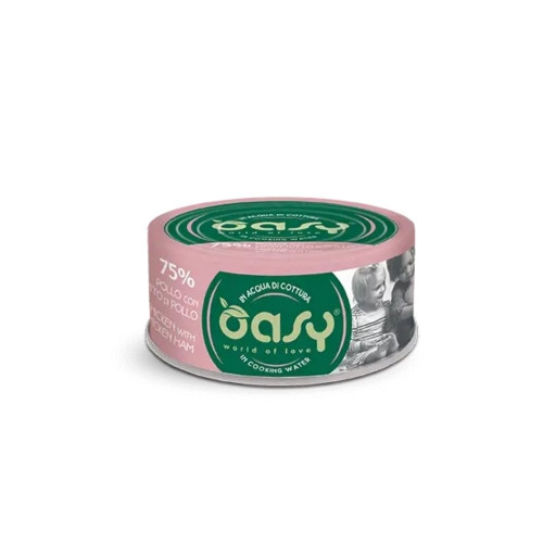 Влажный корм Oasy Cat Wet More Love для взрослых кошек, курица с ветчиной, 70 г
