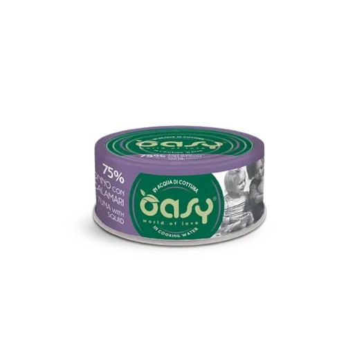 Влажный корм Oasy Cat Wet More Love для взрослых кошек, тунец с кальмаром, 70 г