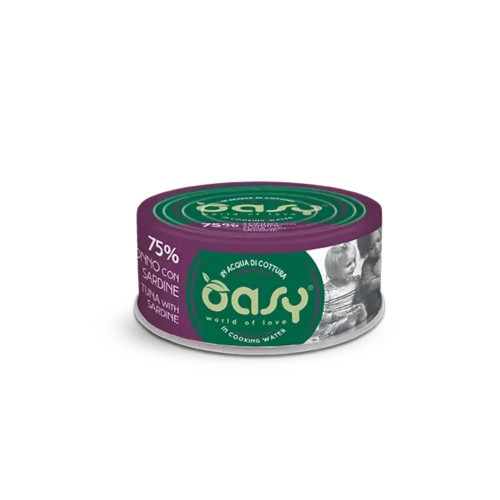 Влажный корм Oasy Cat Wet More Love для взрослых кошек, тунец и сардинела, 70 г