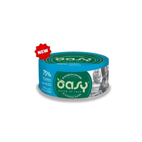 Влажный корм Oasy Cat Wet More Love для взрослых кошек, тунец с анчоусами, 70 г