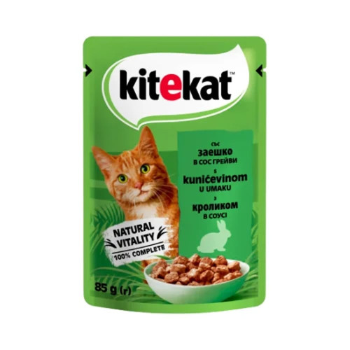 Влажный корм KiteKat для кошек, кролик в соусе, 85 г