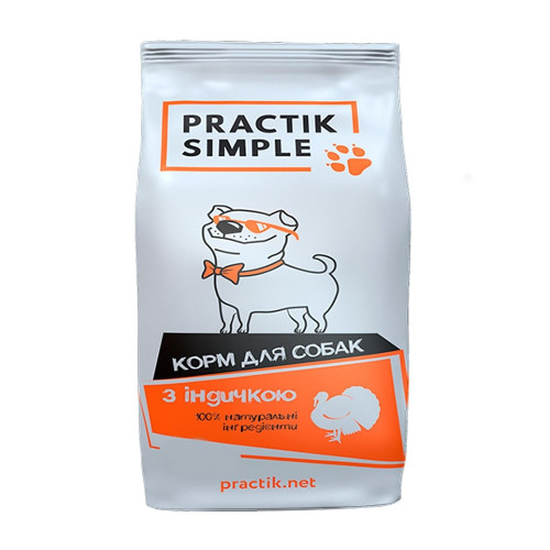 Сухий корм Practik Simple для дорослих собак, з індичкою, 1 кг