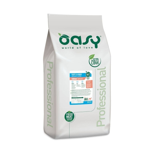 Сухой корм Oasy Dog Puppy Medium/Large для щенков средних и крупных пород, лосось, 4.5 кг