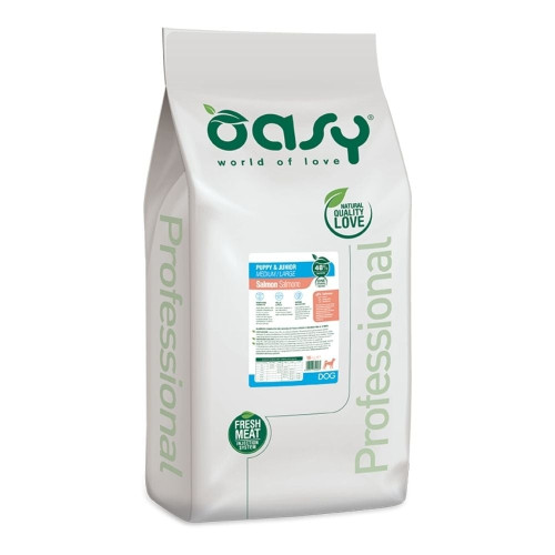 Сухой корм Oasy Dog Puppy Medium/Large для щенков средних и крупных пород, лосось, 18 кг