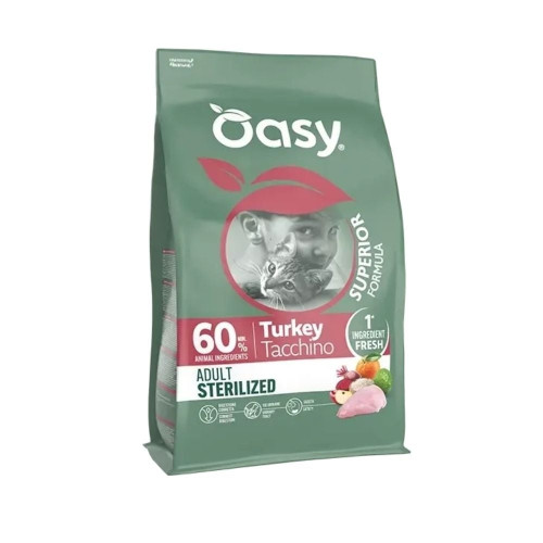 Сухий корм Oasy Dry Cat Superior Sterilized для стерилізованих котів, індичка, 0.3 кг