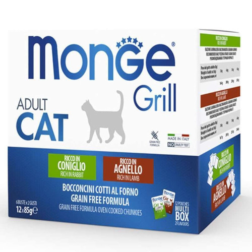 Вологий корм Monge Cat GRILL Wet MIX для котів,кролик/ягня, 1 кг