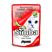 Влажный корм Monge Simba Cat Wet для кошек, с мясом и горошком, 100 г