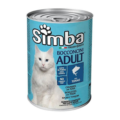 Консерви Monge Simba Cat Wet мʼясні шматочки для дорослих котів, тунець, 415 г Консерви Monge Simba Cat Wet мʼясні шматочки для дорослих котів, тунець, 415 г