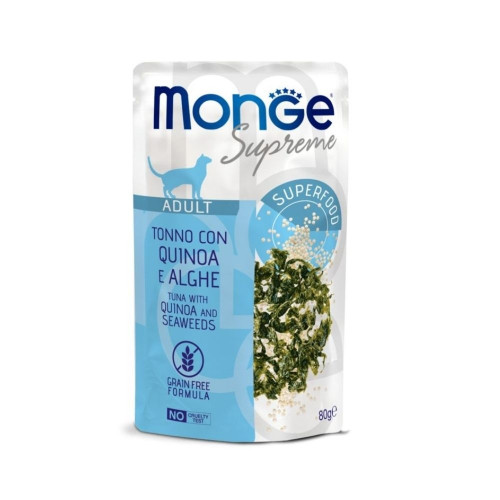 Вологий корм Monge Cat Wet Adult для дорослих котів, тунeць з кіноа та морськими водоростями, 80 г Вологий корм Monge Cat Wet Adult для дорослих котів, тунeць з кіноа та морськими водоростями, 80 г