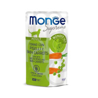 Влажный корм Monge Cat Wet Adult для взрослых кошек, тунец с зеленым горошком и молодой морковью, 80 г Влажный корм Monge Cat Wet Adult для взрослых кошек, тунец с зеленым горошком и молодой морковью, 80 г