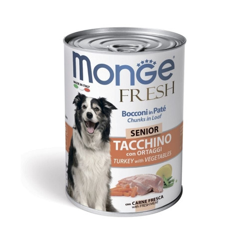 Вологий корм Monge Dog Wet Fresh для дорослих собак, індичка з овочами, 400 г