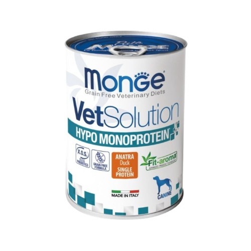 Вологий дієтичний корм Monge VetSolution Hypo, для дорослих собак, качка, 400 г