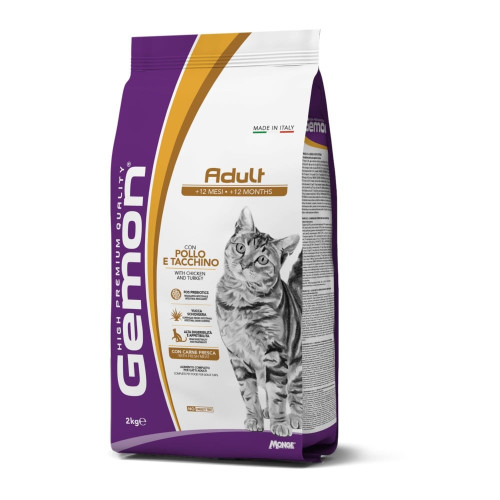 Сухий корм Gemon Cat Adult для дорослих котів, курка з індичкою, 2 кг Сухий корм Gemon Cat Adult для дорослих котів, курка з індичкою, 2 кг
