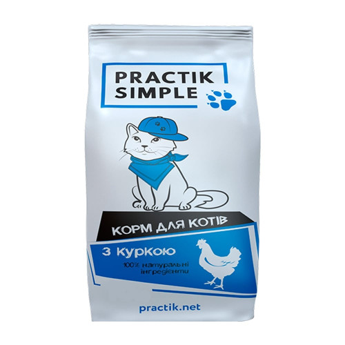 Сухой корм Practik Simple для взрослых кошек, с курицей, 5 кг