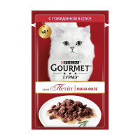 Вологий корм Purina Gourmet Mon Petit для дорослих котів, з яловичиною, шматочки в соусі, 50 г Вологий корм Purina Gourmet Mon Petit для дорослих котів, з яловичиною, шматочки в соусі, 50 г