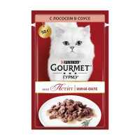 Вологий корм Purina Gourmet Mon Petit для дорослих котів, з лососем, шматочки в соусі, 50 г Вологий корм Purina Gourmet Mon Petit для дорослих котів, з лососем, шматочки в соусі, 50 г