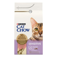 Сухой корм Purina Cat Chow Sensitive для взрослых кошек с чувствительной кожей и пищеварением, с лососем, 1.5 кг Сухой корм Purina Cat Chow Sensitive для взрослых кошек с чувствительной кожей и пищеварением, с лососем, 1.5 кг