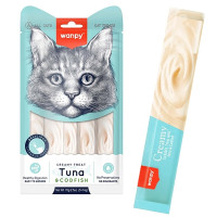 Ласощі Wanpy Creamy Lickable Treats Tuna&Codfish з тунцем, тріскою, вітамінами і таурином, для котів, 5×14 г