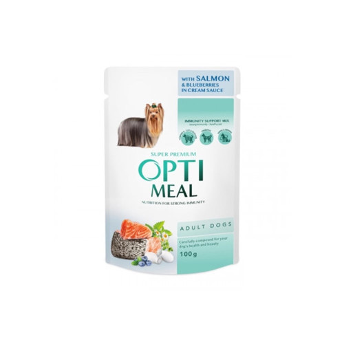 Влажный корм Optimeal Salmon&Blueberries Adult для взрослых собак, лосось и голубика в кремовом соусе, 100 г