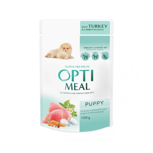 Вологий корм Optimeal Turkey&Carrot Puppy для цуценят, індичка та морква в соусі, 100 г