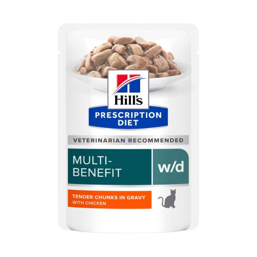 Вологий корм Hill's Prescription Diet w/d при цукровому діабеті та для контролю ваги, для котів, з куркою, 85 г