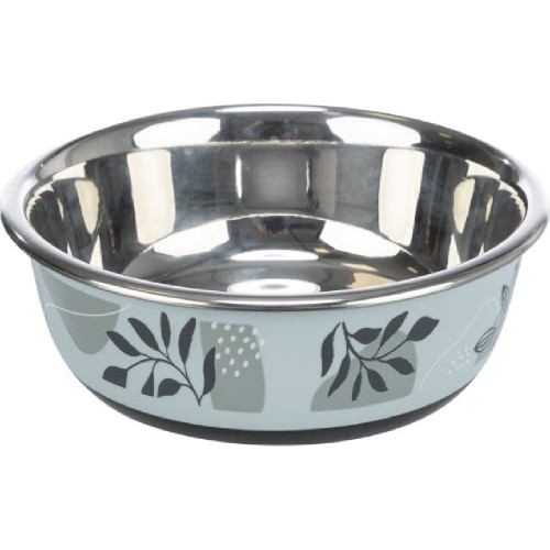 Миска Trixie Stainless Steel Bowl для собак, нержавеющая сталь, резиновая кромка, 400 мл, 14 см, сине-серый