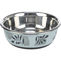 Миска Trixie Stainless Steel Bowl для собак, нержавіюча сталь, гумова кромка, 1.6 л, 21 см, синьо-сірий