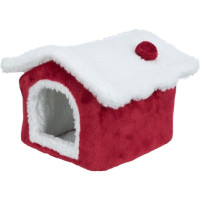 Лежак-печера Trixie Cuddly Cave для гризунів, 23×18×24 см, червоний/білий Лежак-печера Trixie Cuddly Cave для гризунів, 23×18×24 см, червоний/білий